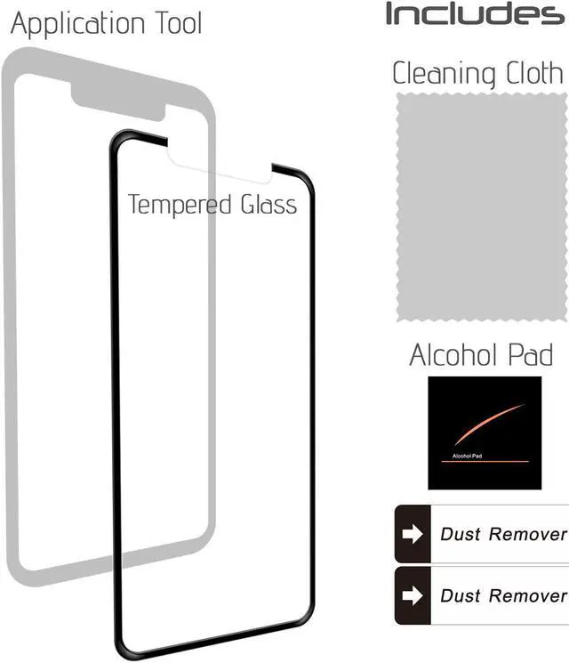 Alt view image 7 of 7 - Luvvitt Curved Tempered Glass Screen Protector and Applicator for iPhone XS / X