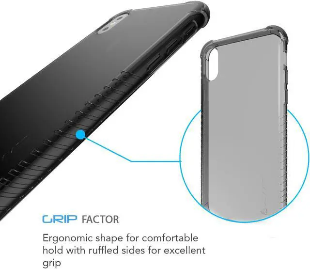 Alt view image 3 of 7 - Luvvitt Clear Grip Flexible Slim Shock Proof TPU Case for Apple iPhone X / XS - Black