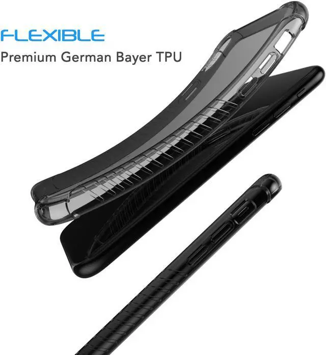 Alt view image 4 of 7 - Luvvitt Clear Grip Flexible Slim Shock Proof TPU Case for Apple iPhone X / XS - Black