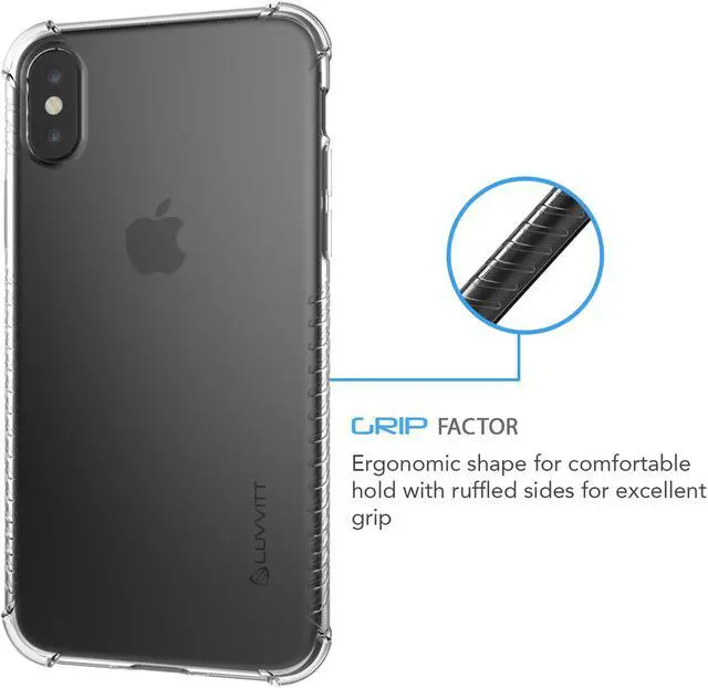Alt view image 3 of 7 - Luvvitt Clear Grip Flexible Slim Shock Proof TPU Case for Apple iPhone X / XS - Clear