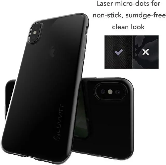 Alt view image 6 of 7 - Luvvitt Clarity Case for iPhone X / XS Slim Flexible TPU Rubber Light Cover - Black