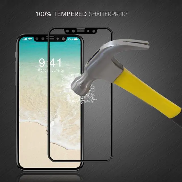 Alt view image 6 of 7 - Luvvitt Tempered Glass Screen Protector 3D Case Friendly for iPhone X / XS - Black