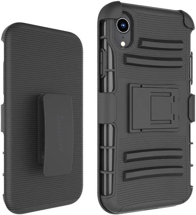 Alt view image 5 of 6 - Luvvitt XTR Armor Case With Belt Clip Holster and Kickstand for iPhone XR 2018 6.1 inch Black