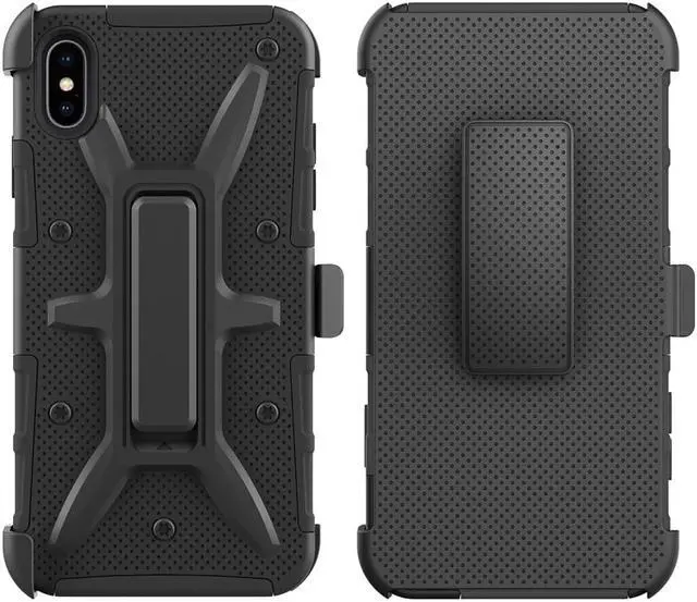 Alt view image 2 of 5 - Luvvitt iPhone XS Max Armor Case With Belt Clip Holster and Kickstand 6.5 Black