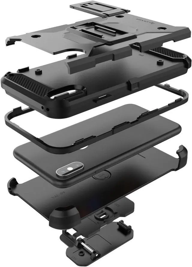 Alt view image 2 of 6 - Luvvitt iPhone XS Max Armor Case With Belt Clip Holster and Kickstand 6.5 Black