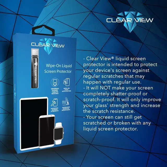 Alt view image 7 of 7 - clearview liquid glass screen protector for all smartphones tablets and watches wipe on nano protection for up to 4 devices - bottle