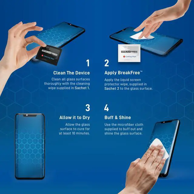 Alt view image 4 of 6 - break free liquid glass screen protector with $150 coverage | wipe on scratch and shatter resistant nano protection for all phones tablets and smart watches - universal fit