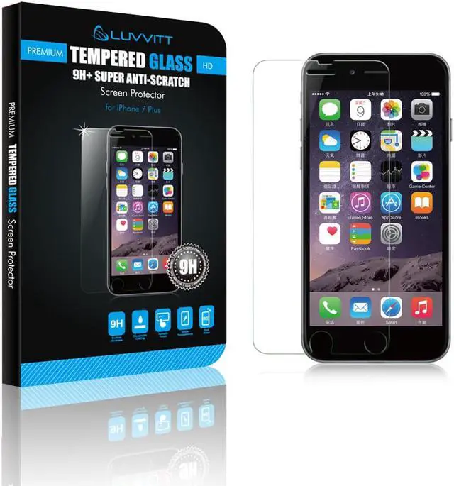 Alt view image 2 of 8 - Luvvitt Tempered Glass Screen Protector for Apple iPhone 7 Plus (2016) and iPhone 8 Plus (2017) - Crystal Clear