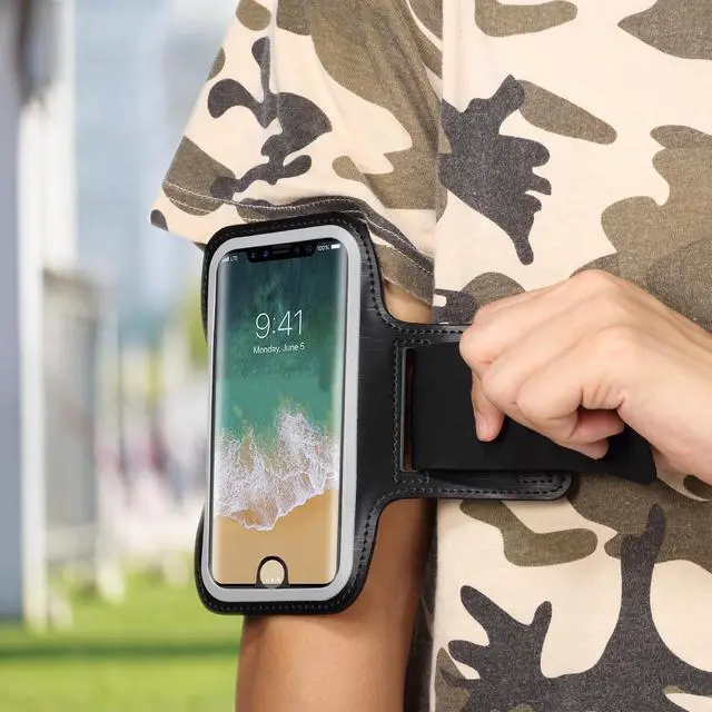 Alt view image 7 of 7 - Luvvitt Armband for iPhone 8 Case Compatible Sports Band with Key Holder - Black