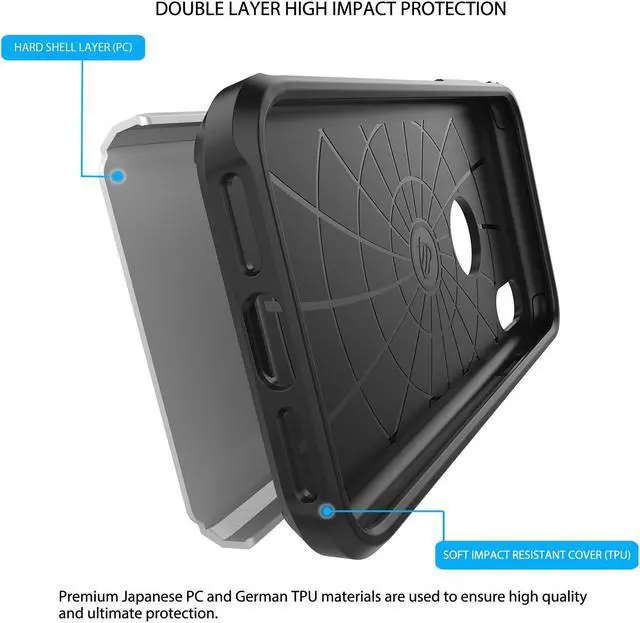 Alt view image 2 of 7 - Luvvitt Ultra Armor Dual Layer Case for iPhone XS / X 5.8 inch 2017-2018 Silver