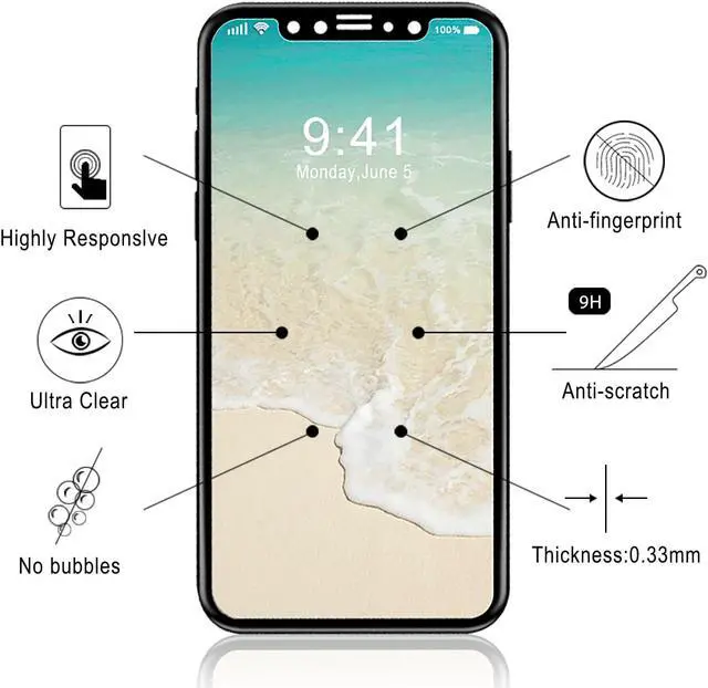 Alt view image 3 of 7 - Luvvitt 2 Pack Tempered Glass Screen Protector  for iPhone XS / X Crystal Clear