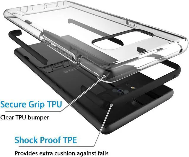 Alt view image 3 of 7 - LUVVITT PROOFTECH Shockproof Case for Samsung Galaxy Note 8 - Clear / Black