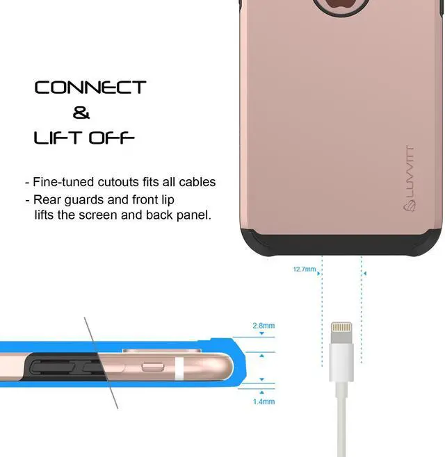 Alt view image 4 of 7 - Luvvitt Ultra Armor Dual Layer Case for iPhone X / XS - Rose Gold