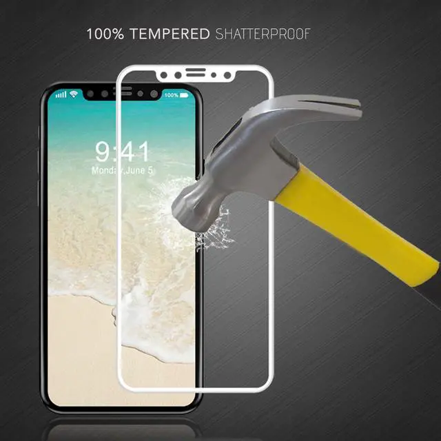 Alt view image 3 of 3 - Luvvitt Tempered Glass Screen Protector 3D Case Friendly for iPhone XS / X White