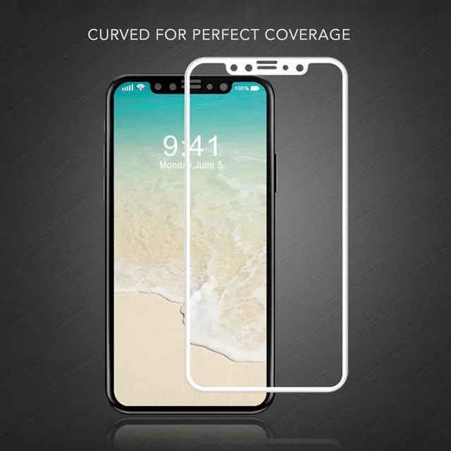 Alt view image 2 of 3 - Luvvitt Tempered Glass Screen Protector 3D Case Friendly for iPhone XS / X White