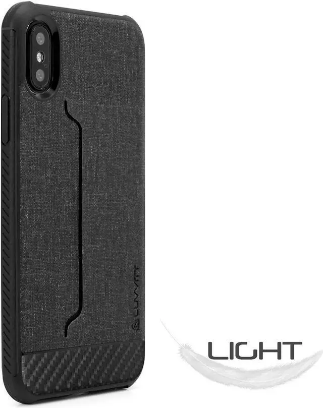 Alt view image 4 of 7 - Luvvitt Gabbana Wallet Case with Fabric for iPhone XS / X - Black / Carbon Fiber