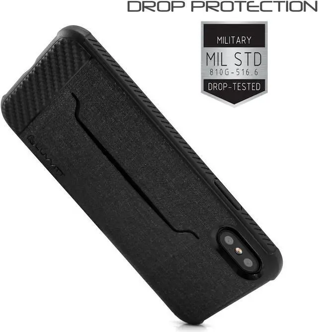 Alt view image 3 of 7 - Luvvitt Gabbana Wallet Case with Fabric for iPhone XS / X - Black / Carbon Fiber