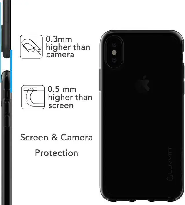 Alt view image 5 of 7 - Luvvitt Clarity Case for iPhone X / XS Slim Flexible TPU Rubber Light Cover - Black