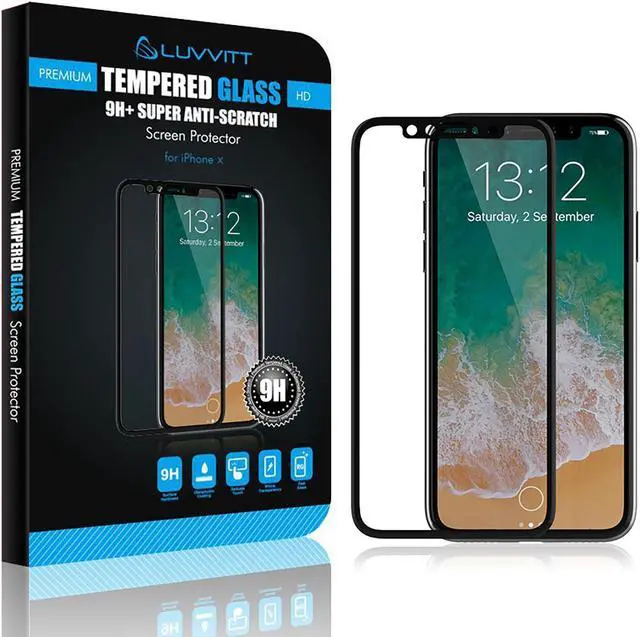 Main image of Luvvitt Tempered Glass Screen Protector 3D Case Friendly for iPhone X / XS - Black