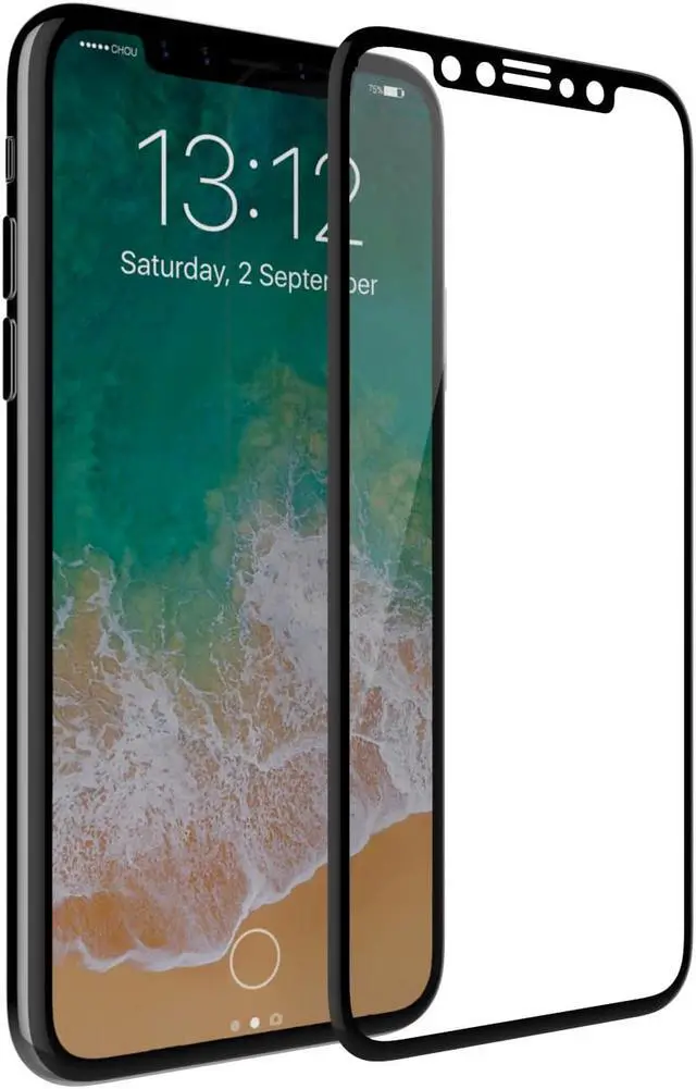 Alt view image 7 of 7 - Luvvitt Tempered Glass Screen Protector 3D Case Friendly for iPhone X / XS - Black