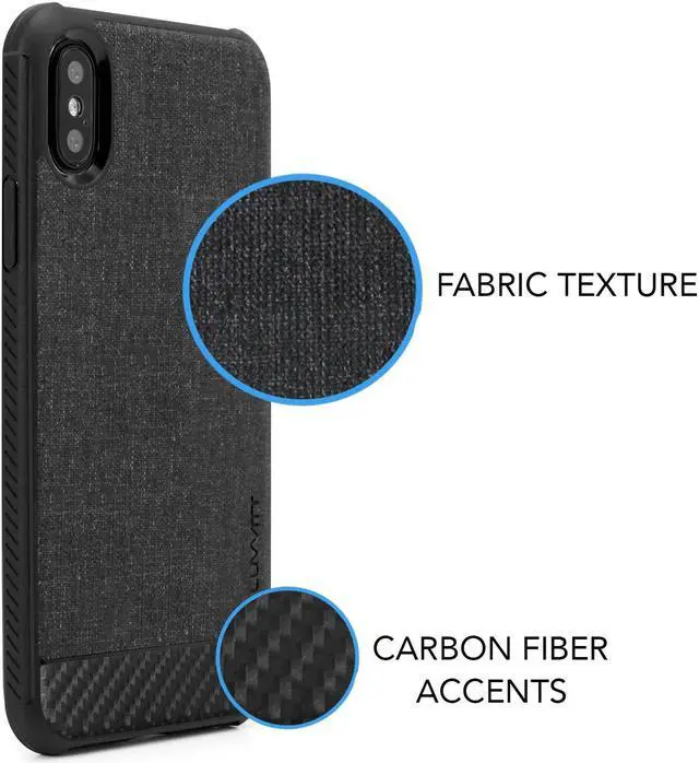 Alt view image 5 of 7 - Luvvitt Sleek Armor Case with Fabric for iPhone X / XS - Black / Carbon Fiber