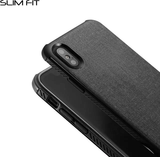 Alt view image 2 of 7 - Luvvitt Sleek Armor Case with Fabric for iPhone X / XS - Black / Carbon Fiber