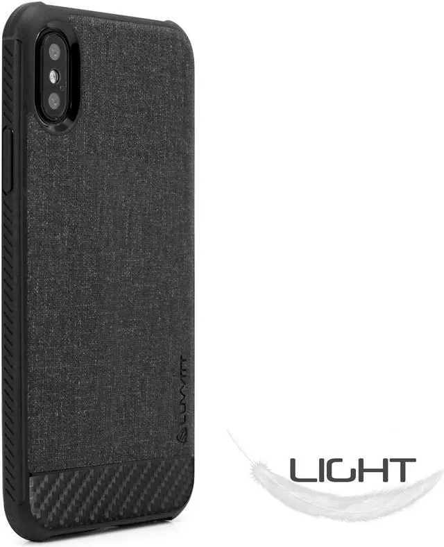 Alt view image 4 of 7 - Luvvitt Sleek Armor Case with Fabric for iPhone X / XS - Black / Carbon Fiber