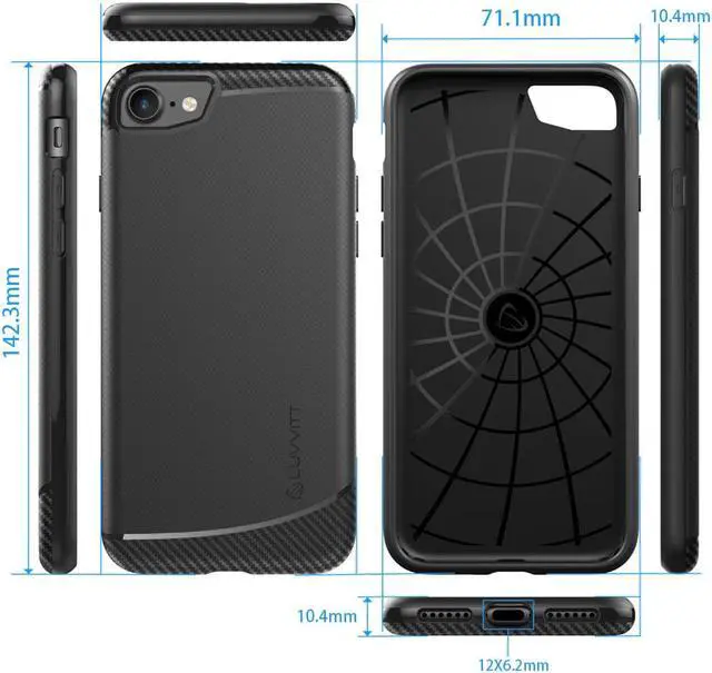 Alt view image 6 of 6 - Luvvitt Sleek Armor Case for iPhone 8 - Black