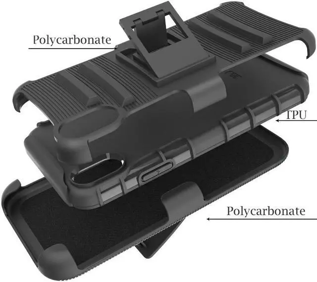 Alt view image 2 of 6 - Luvvitt XTR Armor Case With Belt Clip Holster and Kickstand for iPhone XR 2018 6.1 inch Black