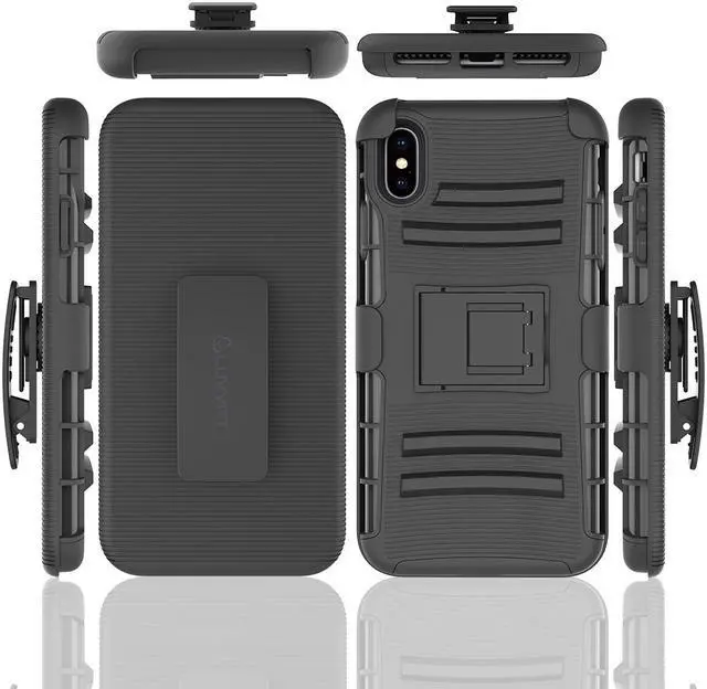 Alt view image 6 of 6 - Luvvitt iPhone XS Max Case Armor Cover With Belt Clip Holster and Kickstand 2018