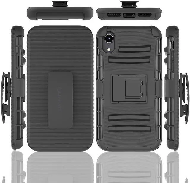 Alt view image 6 of 6 - Luvvitt XTR Armor Case With Belt Clip Holster and Kickstand for iPhone XR 2018 6.1 inch Black