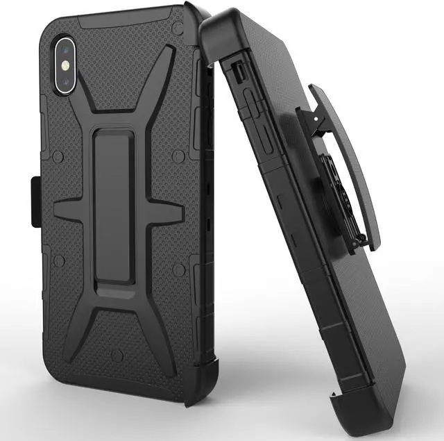 Main image of Luvvitt iPhone XS Max Armor Case With Belt Clip Holster and Kickstand 6.5 Black