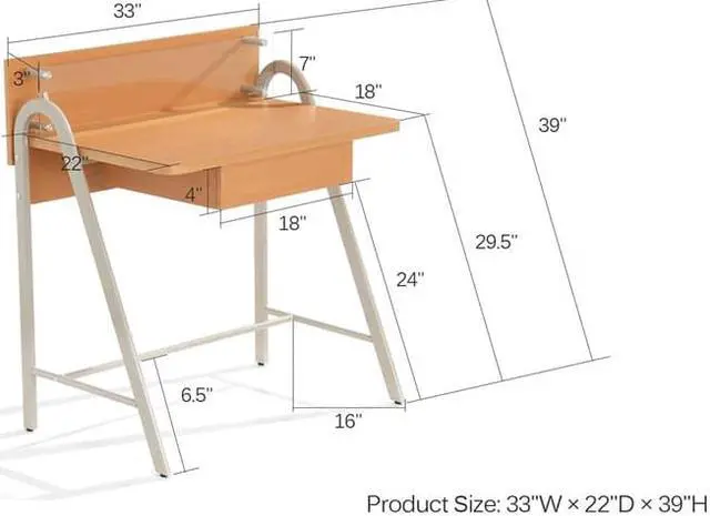 Alt view image 5 of 5 - ProHT Home Office Modern Compact Computer Desk, Beech, 05002