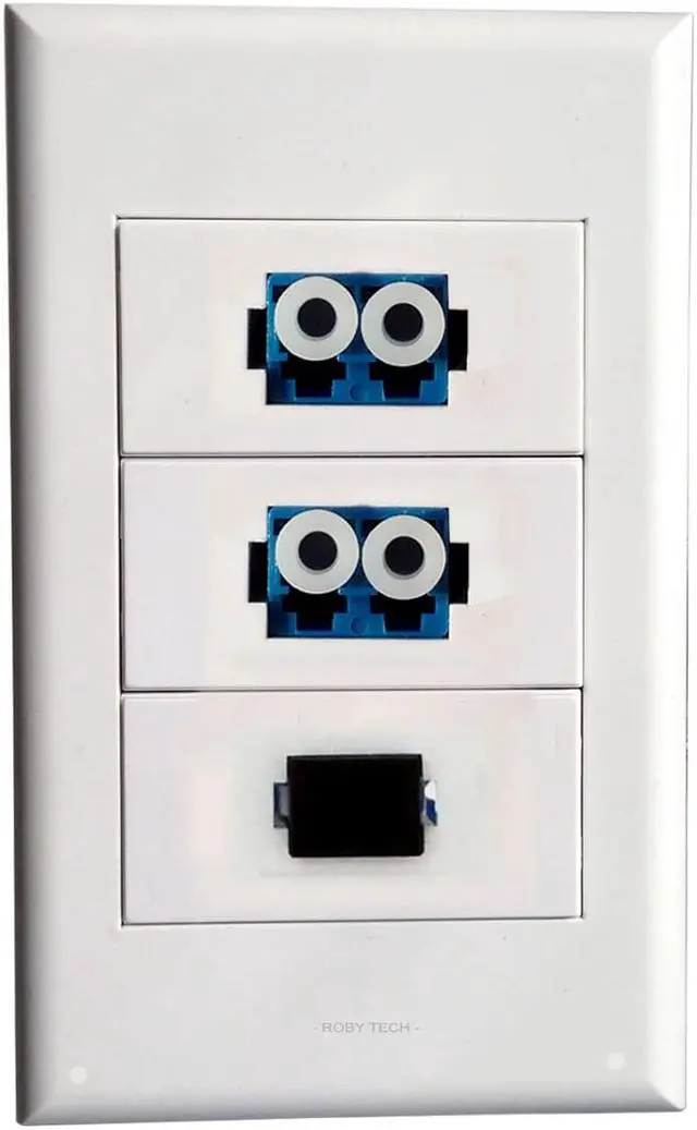 Main image of Wall Plate with 2 LC Duplex+ SC Simplex Keystone Modular Fiber Optic Distribution Jack Connectors Socket White Decorative FacePlates Device Mount Coupler Cover - (118x72mm)