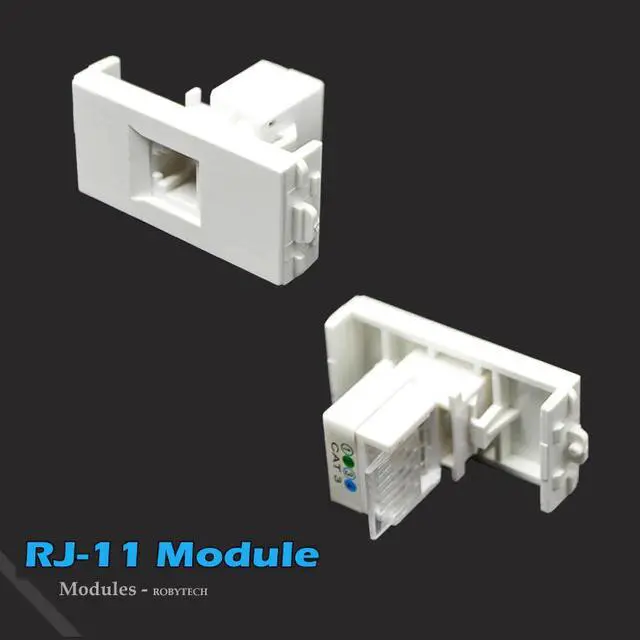 Alt view image 2 of 5 - Wall Plate with RJ11 + RJ11 + RJ45 Keystone Modular Phone Cat3 PSTN Connectors Socket White Decorative FacePlates Device Mount Coupler Cover - (118x72mm)