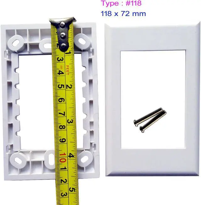 Alt view image 4 of 5 - Wall Plate with RJ11 + RJ11 + RJ45 Keystone Modular Phone Cat3 PSTN Connectors Socket White Decorative FacePlates Device Mount Coupler Cover - (118x72mm)