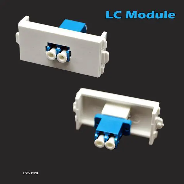 Alt view image 2 of 5 - 2 SC Simplex + LC Duplex Fiber Optic Keystone Modules Multimedia Information Wall Plate Cover Wall Mount Faceplate Socket Plug Jack