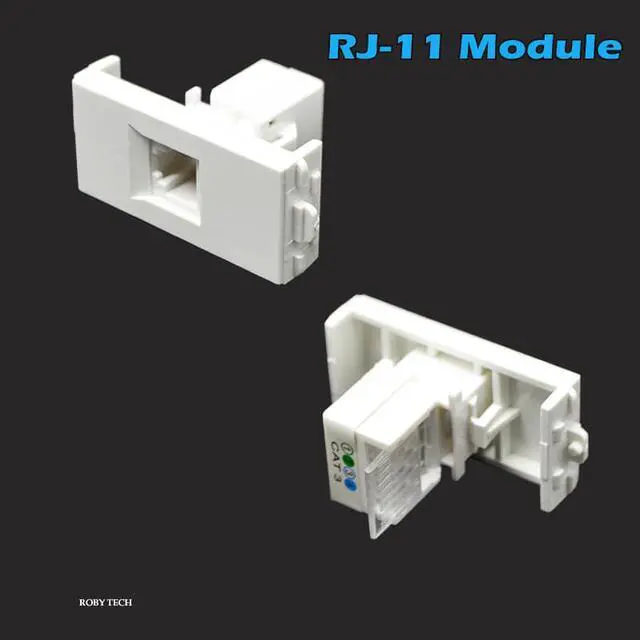Alt view image 3 of 5 - 2 SC Simplex + RJ11 Fiber Optic Keystone Modules Multimedia Information Wall Plate Cover Wall Mount Faceplate Socket Plug Jack