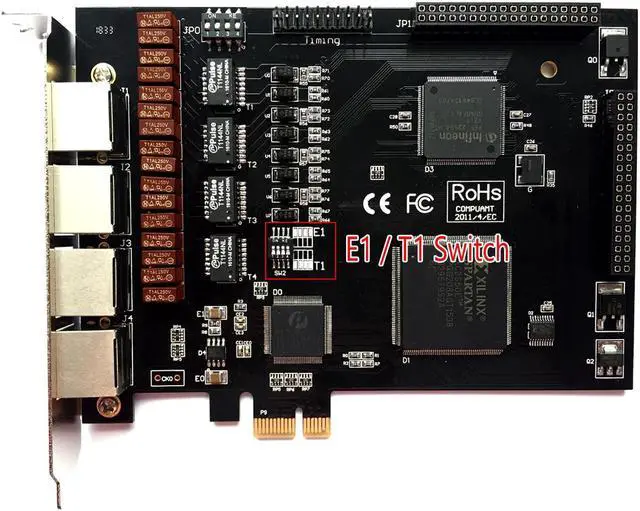 Alt view image 2 of 7 - Asterisk T1 Card E1 Card with 4 Ports TE420E Supports Asterisk Freepbx Issabel 4 , TE420 dahdi card For VoIP Gateway PABX IP PBX VoIP Phone System ISDN SS7
