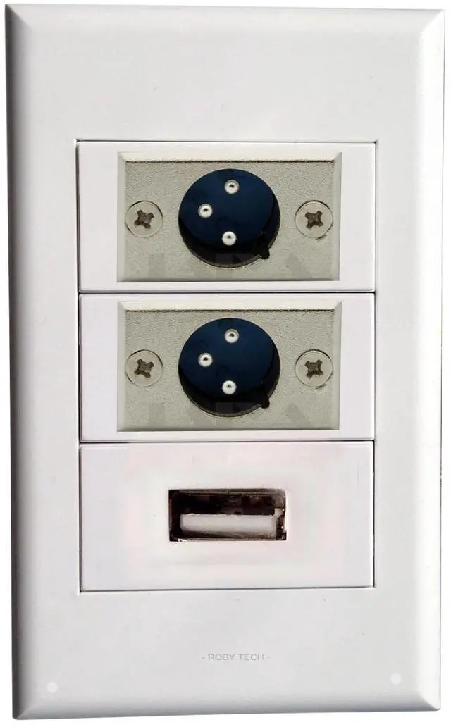 Main image of Wall Plate XLR Male Port x2+ USB Keystone Modular Audio Jack Connectors Socket White Decorative FacePlates Device Mount Coupler Cover - (Type:118)