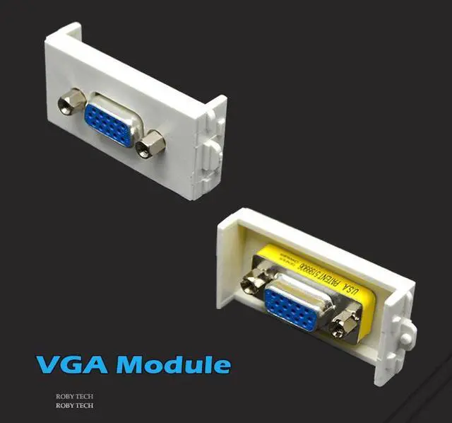 Alt view image 4 of 5 - Wall Plate with HDMI + HDMI + VGA Modules,Display Monitor Keystone Connectors Jack/Plug Wall Mount Faceplate Cover (Type118)