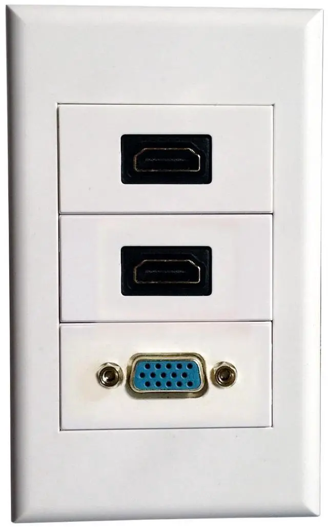 Main image of Wall Plate with HDMI + HDMI + VGA Modules,Display Monitor Keystone Connectors Jack/Plug Wall Mount Faceplate Cover (Type118)