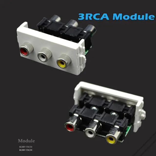 Alt view image 2 of 5 - Wall Plate with 3RCA + 3RCA + HDMI Keystone Modular Audio Jack Connectors Socket White Decorative FacePlates Device Mount Coupler Cover - (Type:118)