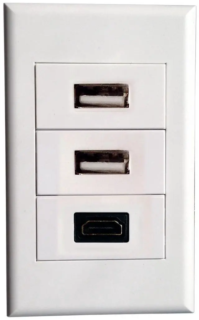Main image of Wall Plate with 2 USB + HDMI Modules,Keystone Connectors Jack/Plug Wall Mount Faceplate Cover for Cabling System (Type118)