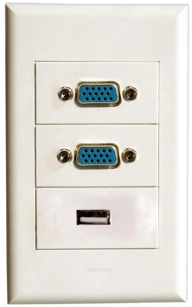 Main image of Wall Plate with VGA + VGA + USB Keystone Modular D-Sub Monitor Display Distribution Jack Connectors Socket White Decorative FacePlates Device Mount Coupler Cover - (Type:118)