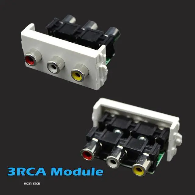 Alt view image 4 of 7 - Wall Plate with 2X XLR Male+ 3RCA Keystone Modular, Audio Speaker Microphone Jack Connectors RCA Socket White Decorative FacePlates RCA Device Mount Coupler Cover - (Type:118)