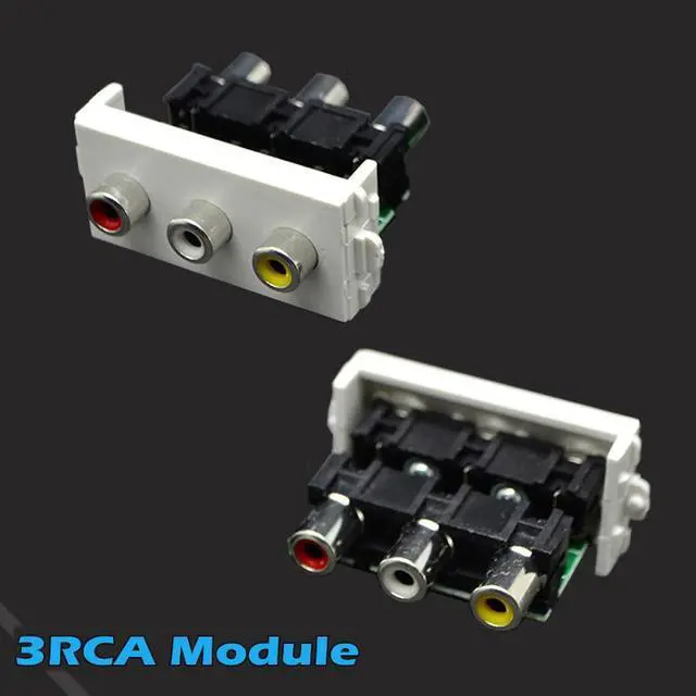 Alt view image 3 of 7 - 3RCA Wall Socket with 3 Adapters Outlet Decorative FacePlates 3 RCA For A/V Cable VCR,DVD Stereo Home Theater Projector,Set-top Box,TV,HDTV,Camera,Amplifier