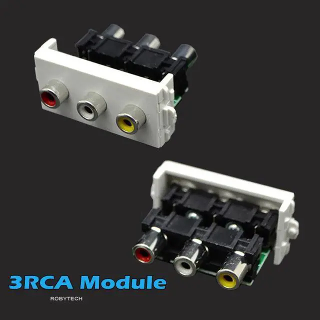 Alt view image 4 of 7 - 3RCA Wall Socket with 3 Adapters Outlet Decorative FacePlates 3 RCA For A/V Cable VCR,DVD Stereo Home Theater Projector,Set-top Box,TV,HDTV,Camera,Amplifier