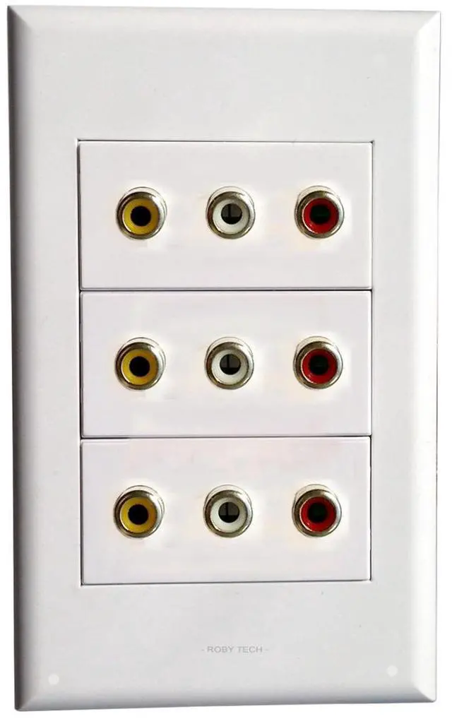 Main image of 3RCA Wall Socket with 3 Adapters Outlet Decorative FacePlates 3 RCA For A/V Cable VCR,DVD Stereo Home Theater Projector,Set-top Box,TV,HDTV,Camera,Amplifier