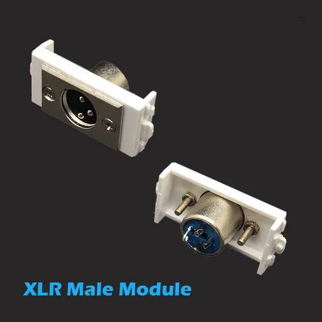 Alt view image 2 of 6 - Wall Plate with 2x XLR Male + HDMI Keystone Modular Audio Jack Connectors Socket White Decorative FacePlates Device Mount Coupler Cover